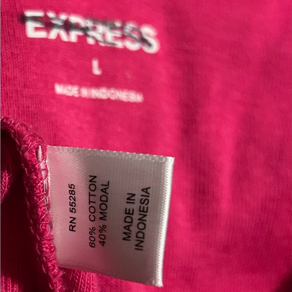 Express pink y2k V-Neck sweater T-shirt blouse size large - Picture 6 of 7